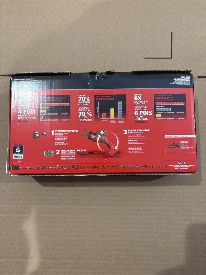 New Milwaukee 2520-20 M12 FUEL Hackzall Reciprocating Saw OEM 12V Bare Tool Only - Image 2 of 2
