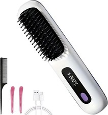 Plancha y rizador de pelo inal mbrico 2 en 1, pantalla LCD Blanco