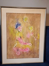 Aina Nergaard Nammack (Angela) Original Sand & Acrylic Watercolor "Children"
