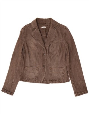 Marella Damen 2-Knopf Denim Blazer Jacke UK 14 Large Grau Baumwolle CD03