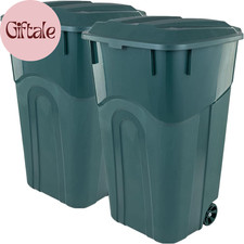 Ecosolution 32 Gallon Wheeled Outdoor Garbage Can with Attached Snap Lock Lid an