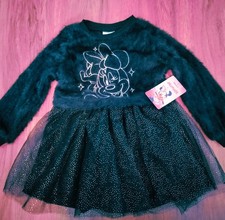 Girls Dress Minnie Mouse dance long sleeved leotard skirt tutu black sequin bow