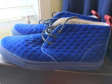 Del Toro Quilted Alto Chukka Blue Nappa Satin Leather Sneaker Shoe Mens Size 13