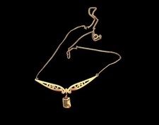 Citrine  or quartz 1/20 12k gold necklace 16in
