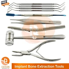 Dental Implant Bone Extraction Kit Lucas Curette Rongeur Forceps Hammer Prichard