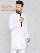 Pure Cotton White Color Plain Traditional Ethnic Festival Mens Kurta For Gift