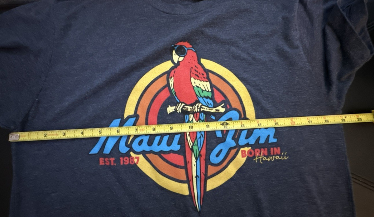 Maui Jim Men's Short Sleeve Retro T Shirt Size Medium Blue Born in Hawaii 1987 View 5