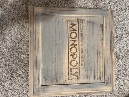 Rustic Wooden Box Monopoly Board Game Limited Edition By Hasbro - Complete - New