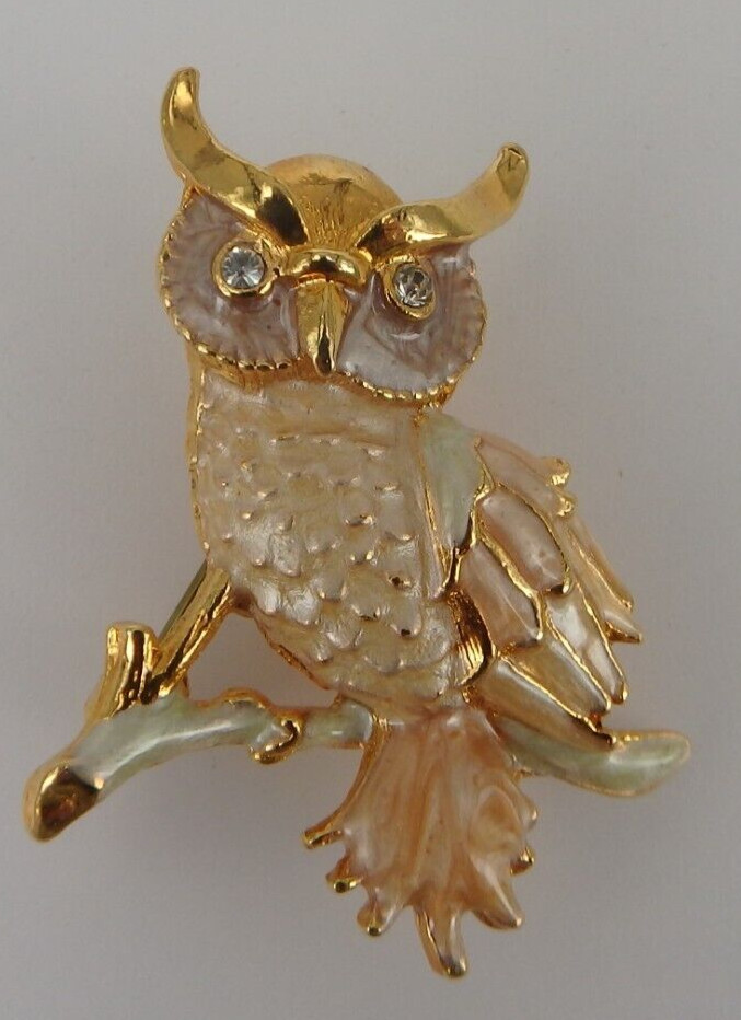 Neugablonz: Figürliche Brosche Eule mit Emaille u… - image 1