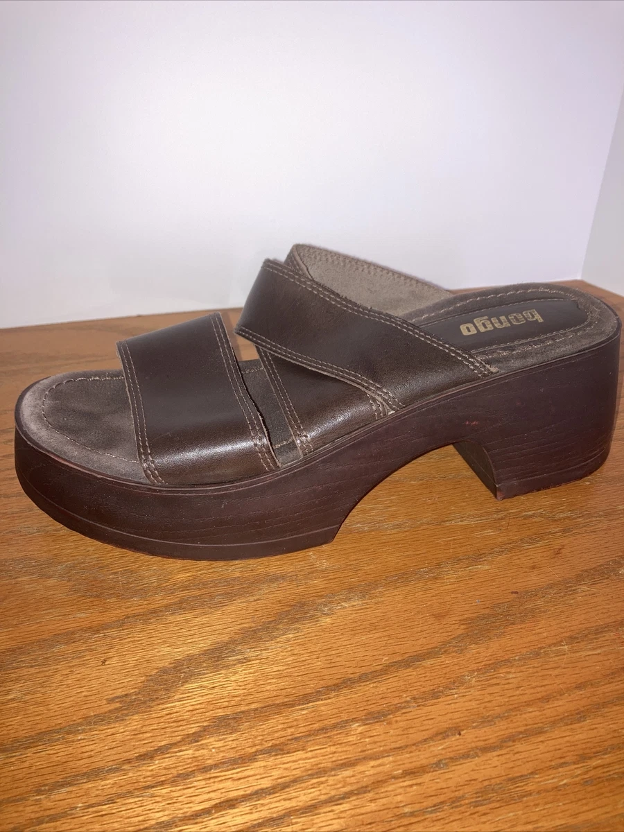 Bongo Platform Wood Heel Vintage 90s Y2K 9.5 Brazil Chunky Brown