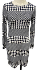 Michael Kors Houndstooth Mix Print Shift Jersey Dress Navy White Worn Once XS