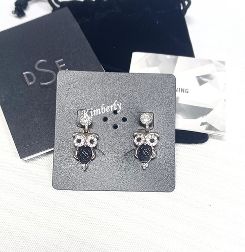 DSE 5122323 Funkelnde Eule Ohrringe Swarovski schwarz/klares Element RHS NEU - Bild 7 von 11