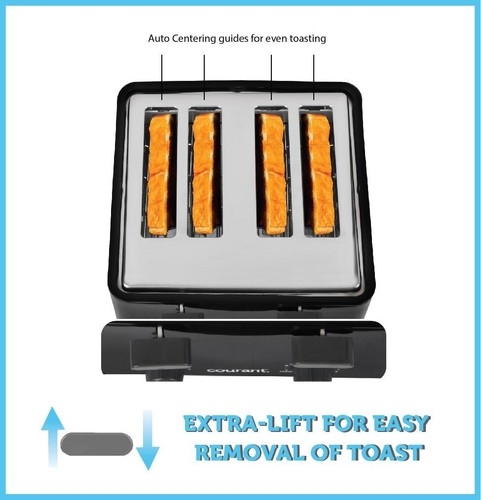 Courant 4-Slice Toaster Cool Touch, Black/Stainless - Picture 10 of 16