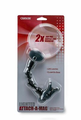 Lupe 2x Hände Frei Attach-A-Mag LED Beleuchtet Zum Anklipsen