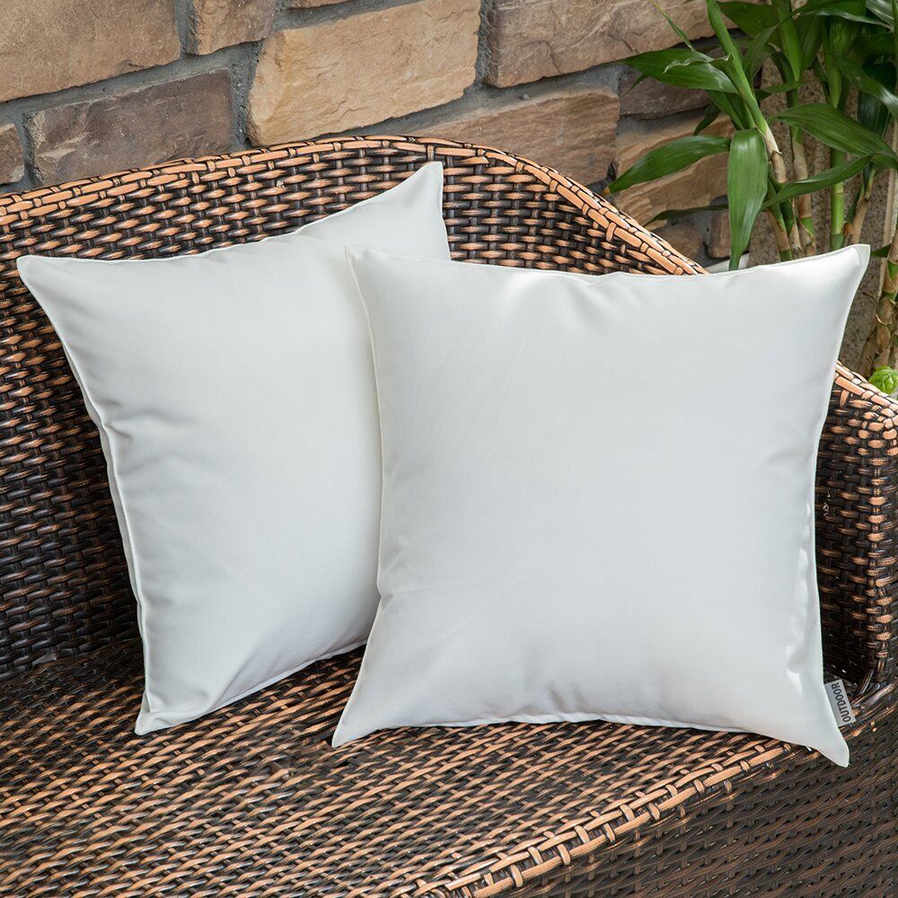 Decorative Outdoor Waterproof Pillow Covers, 18x18 Inch, White, Pack of 2
