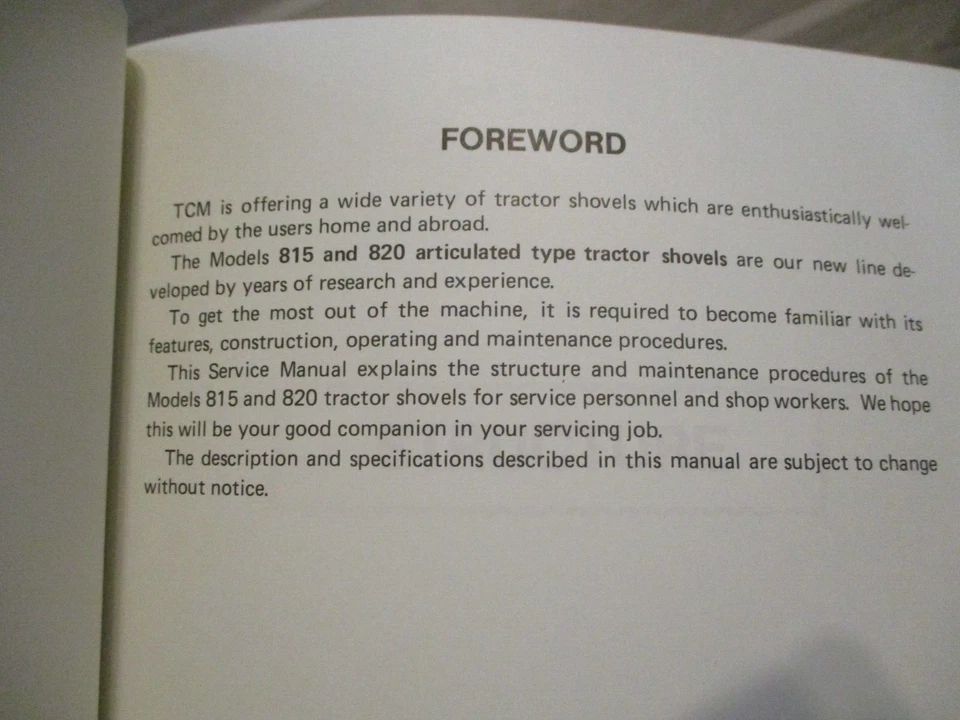 TCM Service Manual Tractor Shovel 815 820 Toyo Umpanki 626AE-SE - Image 4 of 4