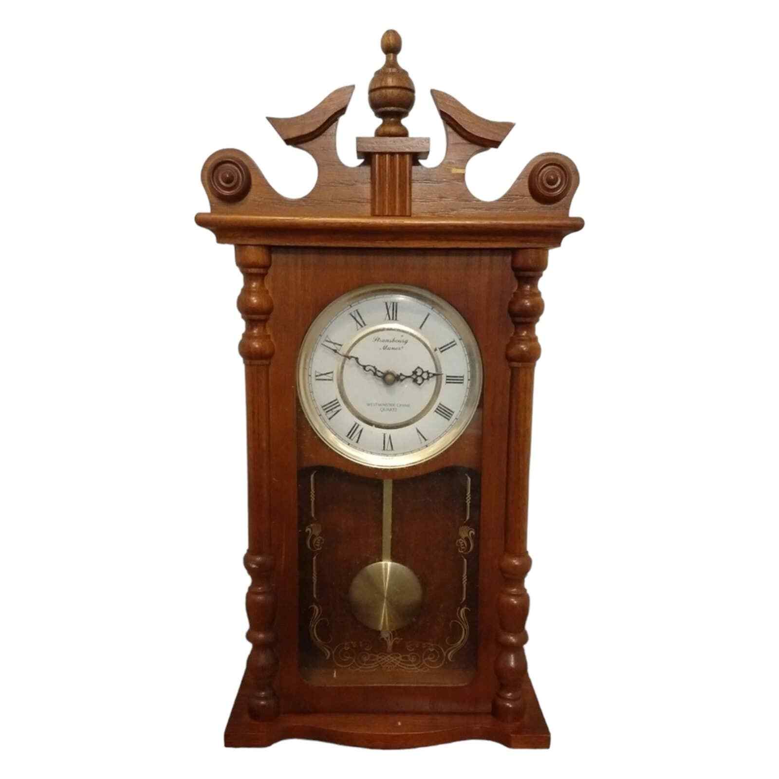 Strausbourg Manor Westminster Chime Quartz Pendulum Split Pediment Wall