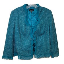 Carmen Marc Valvo Women s Size 12 Evening Jacket Beaded Embellished Silk Trim