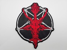 SATANIC RED GOAT WHITE PENTAGRAM EMBROIDERED BACK PATCH