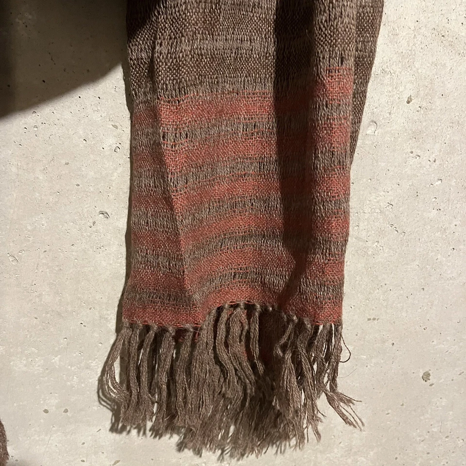 Living Threads NWT Ketzah Multicolor Handmade Woven Boho Scarf Wrap 20x80 Fringe - Image 2 of 4