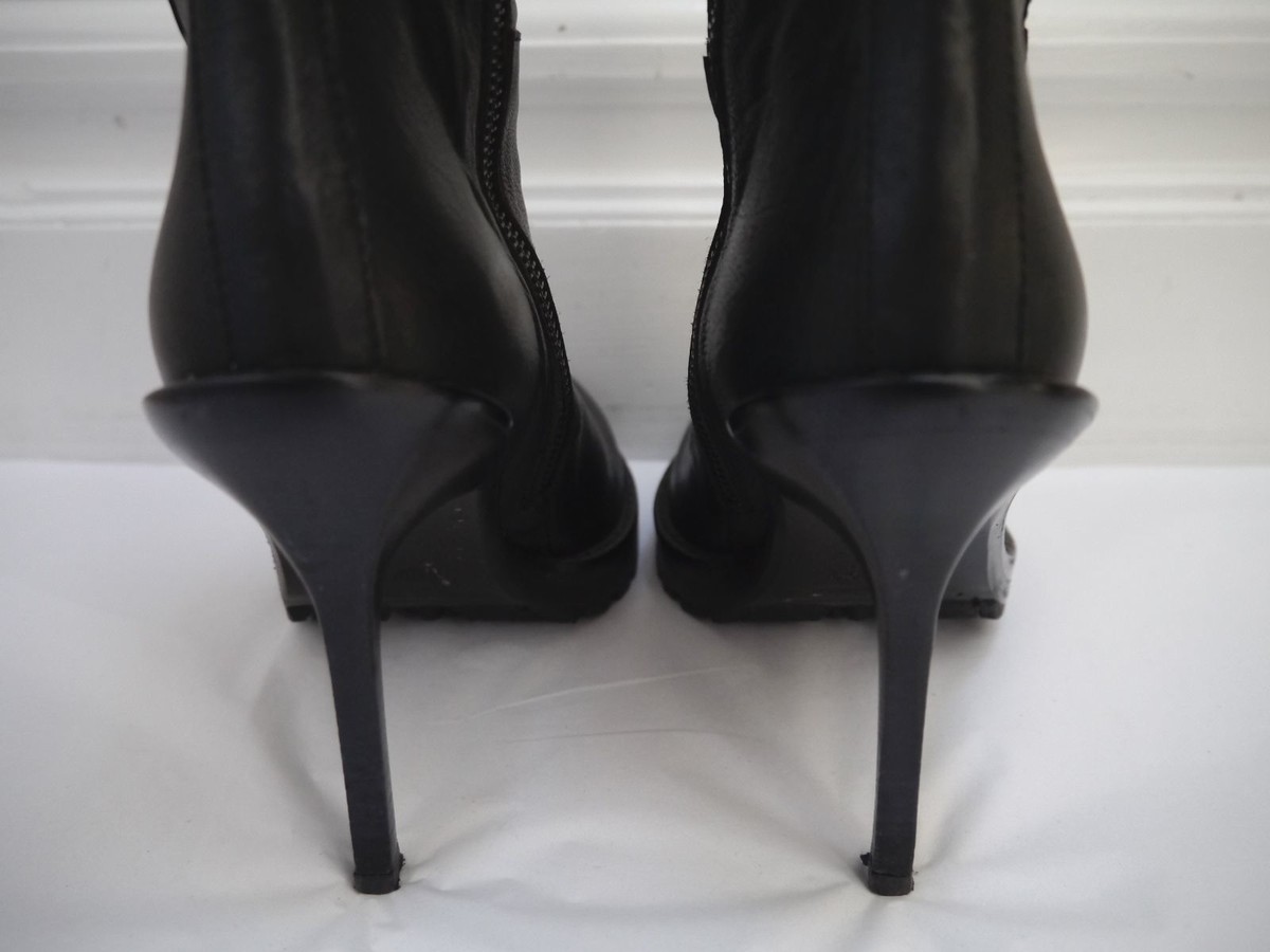 ANN DEMEULEMEESTER black leather heeled boots size 36 WORN ANN DEMEULEMEESTER black leather heeled boots size 36 WORN