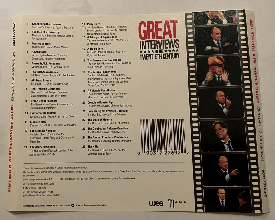 JOHN CLARKE & BRYAN DAWE Great Interviews of the Twentieth Century CD 1990 20th - Image 2 of 3