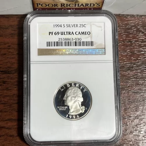 NGC PF69 Ultra Cameo Silver 1994 S Washington Quarter! Fantastic Coin! SQ1147