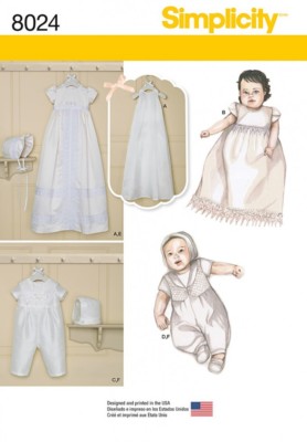 Simplicity Baby Schnittmuster 8024 Taufkleid & Einteiler Anzug (Gr...