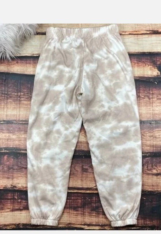 Tan and white tie dye sweatpants sales