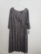 Alex Evenings Women's Size 3/4 Sleeve Sequin A-line Party Dress 22W read descr