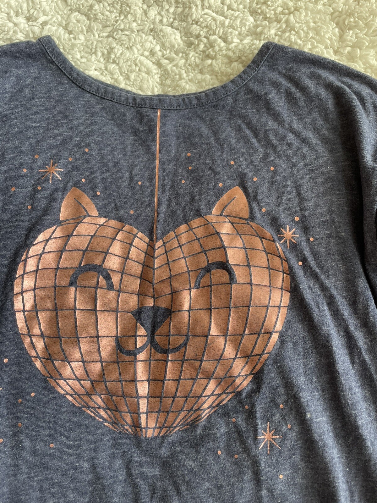 Tucker & Tate girls sz. 8 blue shimmer gold cat design tee. Cute, fun