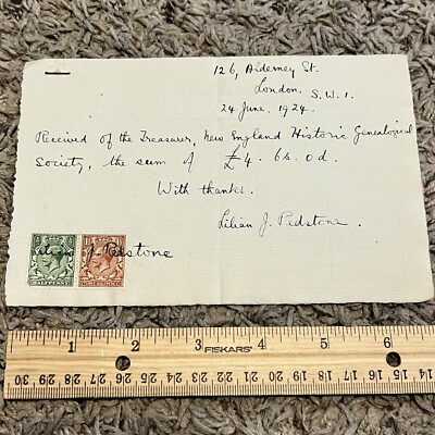 INTERESTING 1924 LONDON BRITAIN REVENUE TREASURER LETTER