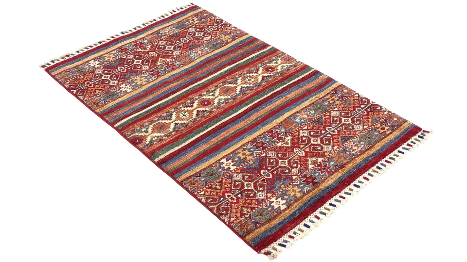 Афганский ковер Ziegler Khorjin 80x120 с красными полосками ручной вязки восточный F - Изображение 4 из 4