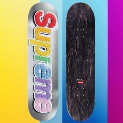 Supreme Bling Box Logo Skateboard Supreme Bling Box Logo Gold