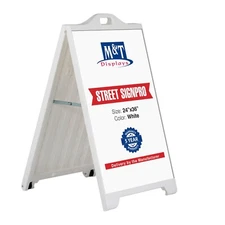 Sandwich Board A-Frame Double Sided Outdoor Sidewalk Sign Holder 24x36 White