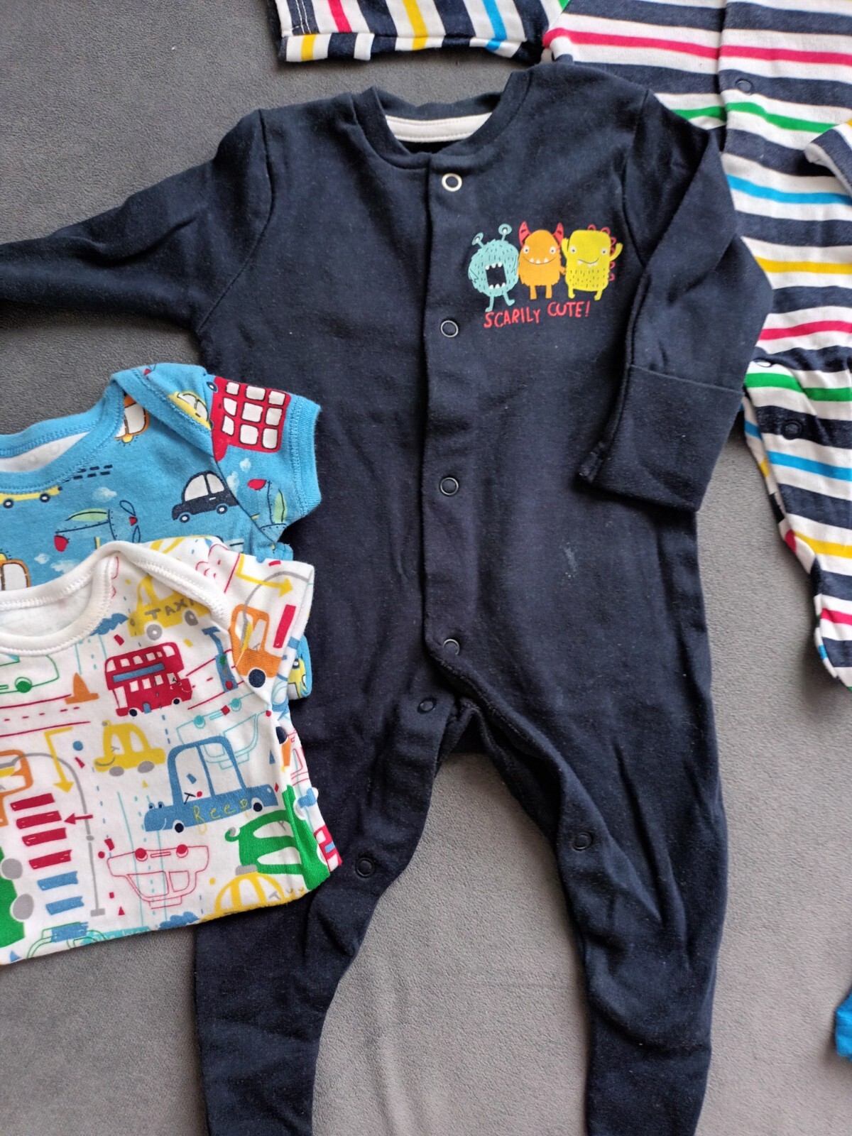Baby Boy 03 Months dinosaur Outfit Bundle, vests, babygrows, dungarees