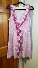 Ann Taylor Loft Women's Pink & White Animal Print Midi Dress Sz Med