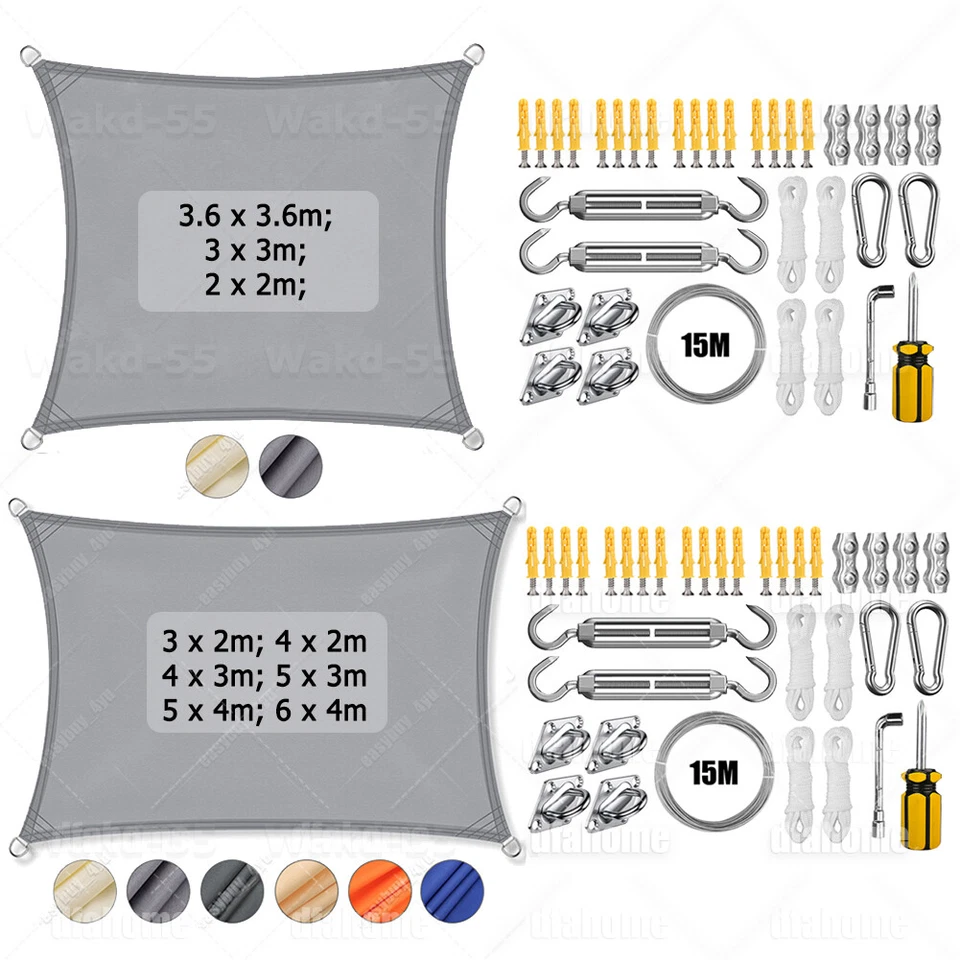 Солнцезащитный козырек с парусом уличный козырек с комплектом оборудования для патио сада заднего двора - Изображение 4 из 4