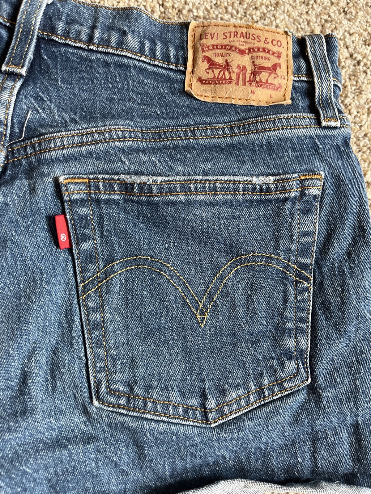 Levis Jean Shorts Womens 29 Blue 501 Cut Off Premium Denim Button Fly - View 9