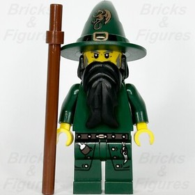 LEGO Castle Dark Green Wizard Minifigure Kingdoms Dragon Black Beard 7955 cas435