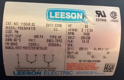 115048.00 LEESON GENERAL PURPOSE MOTOR