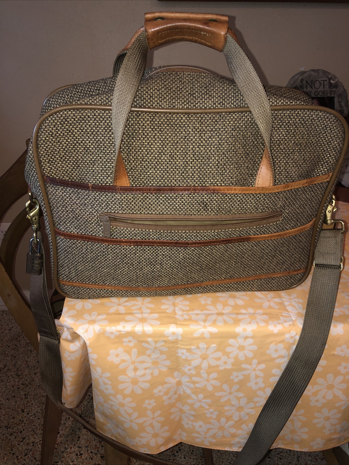 Vintage Hartmann Tweed & Brown Leather Laptop Bag Carry On Weekender ...