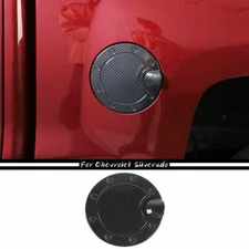 Filler Door Fuel Tank Gas Cap Cover Trim For Chevy Silverado 14-18 Carbon Fiber