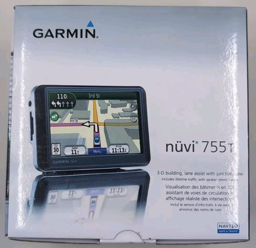 Garmin nüvi 755T GPS Lifetime Map w/ Traffic Cord 2, Dash Mount, Case CIB Bundle