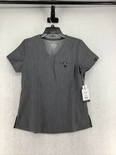 Beyond Scrubs Womens Short Sleeves V Neck Heather Gray Charm Scrub Top Size S