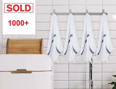 50x Cotton Catering Kitchen Restaurant Bar Glass Cloth Blue Stripe Tea Towels