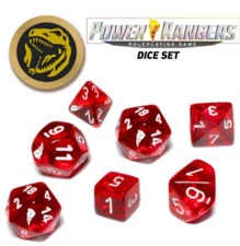 RGS02334 Renegade Games Studios Power Rangers RPG: Game Dice Set - Red (7+coin)