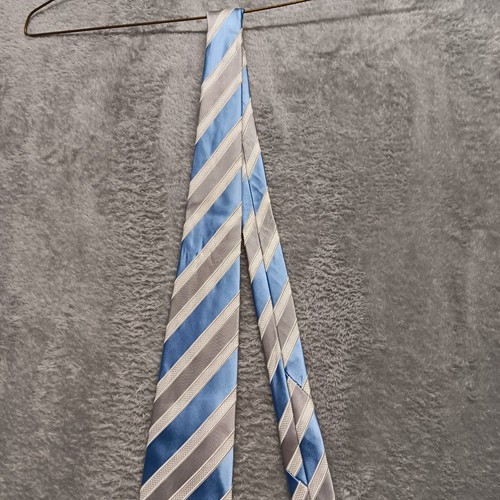 Donald J. Trump Signature Collection REP Tie Gray Blue White Striped Silk 60" - Picture 6 of 14