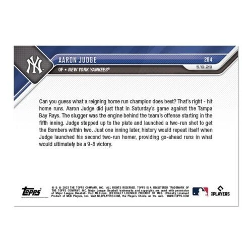 Aaron Judge - 2023 MLB TOPPS NOW Card 284 Multi Homerun game - Image 2 of 2