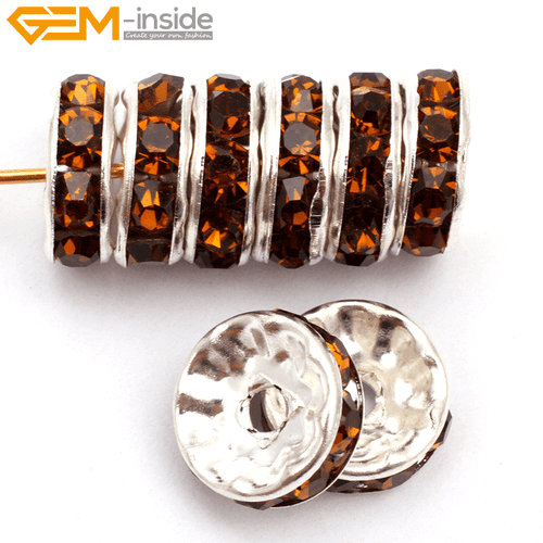 Rondelle Czech Crystal Rhinestone Spacer Loose Beads 100 Pcs For Jewelry Making - Picture 9 of 38